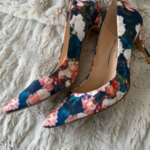 Jessica Simpson Navy Floral Pointed-Toe Pumps